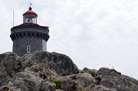 lighthouse, rock, brittany coast, phare du petit minou, navigation, landscape, finistère