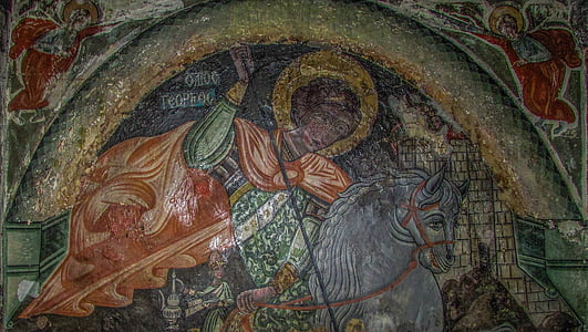 Ayios georgios, ikonograafia, Bütsantsi, seina värvimine, religioon, Küpros, Dherynia