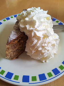 piece of cake, cake, hazelnut, cream, whipped cream, piece of pie, calories