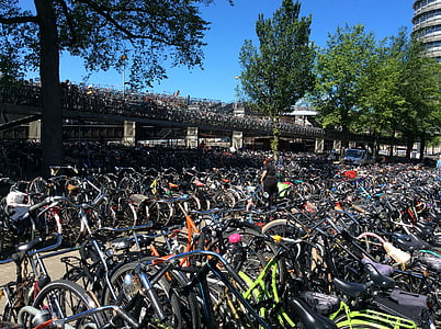 kerékpárok, kerékpár parkoló, kerékpár garázs, Hollandia, Hollandia, Amszterdam, kerékpár