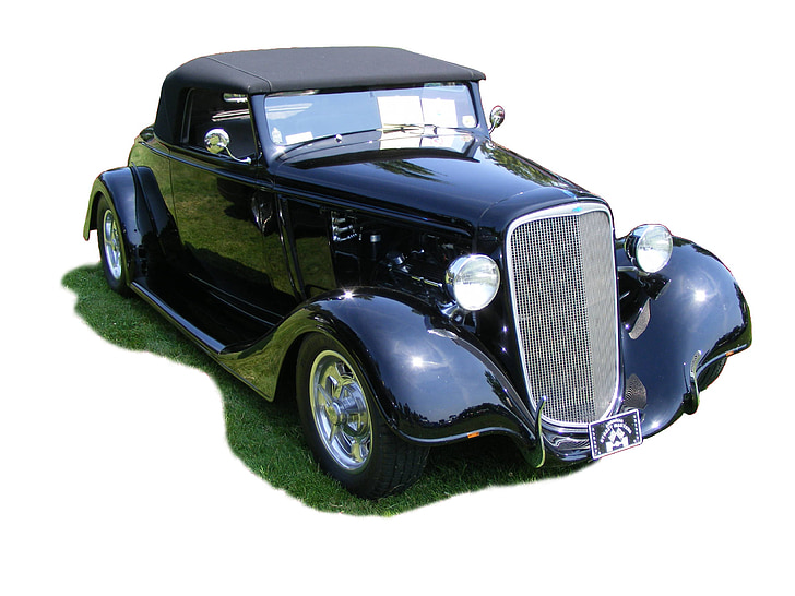 car, oldtimer, chevrolet, cabriolet, convertible, 1934, black