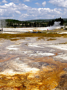 Yellowstone Milli Parkı, Wyoming, ABD, manzara, sahne, turistik, erozyon