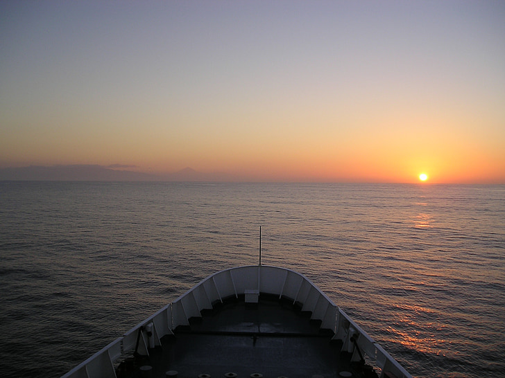 sea, ship, boot, seafaring, sunrise, balearic islands, loneliness
