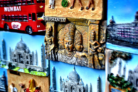 뭄바이, 시장, 벽, 데코, 인도, 아시아