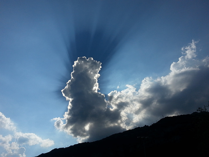 nuages, Dim, rayons de soleil, Ray, Sky