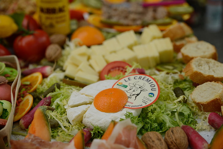 picnic, brânză, bufet, produse alimentare, tomate, legume, salata