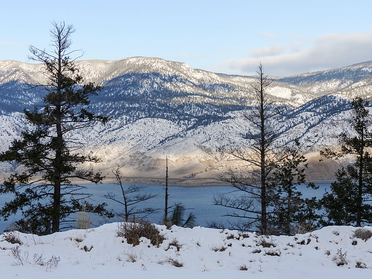 Lacul Kamloops, columbia britanică, Canada, iarna, peisaj, zăpadă, rece