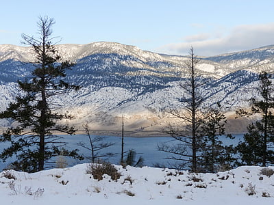 kamloops lake, british columbia, canada, winter, landscape, snow, cold