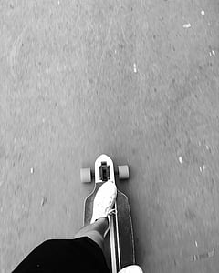 Longboard, cesta, boty, jízda, skateboard