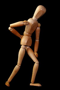 figure, man, stand, back pain, sciatica, dorsalgia, doll