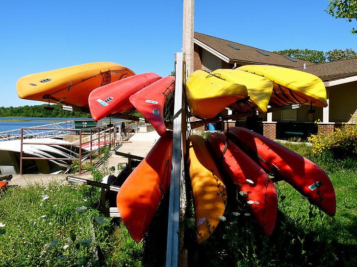 kayaks, color, sports, fun, summer, canoeing