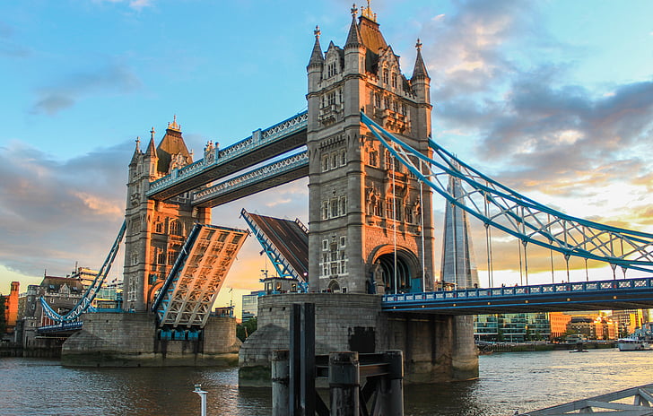 Λονδίνο, το βράδυ, abendstimmung, ηλιοβασίλεμα, Αγγλία, Ηνωμένο Βασίλειο, γέφυρα