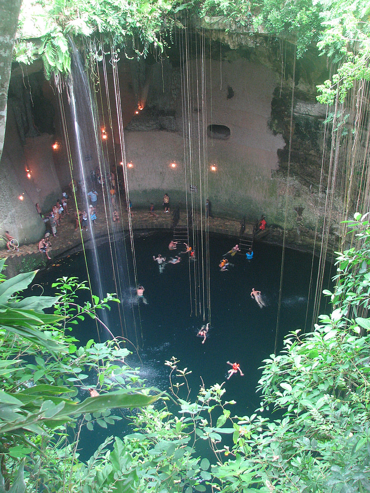 Cenote, urvas, Jukatano, Meksika, plaukimo baseinas, Rokas, urvas