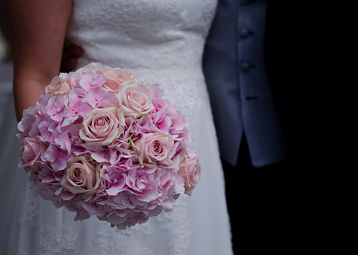 結婚式, ブライダル ブーケ, 花束, バラ, 花, 結婚します。, 結婚式のブーケ