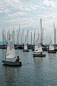 sail, boot, dinghy, water, sailing boat, lake, blue