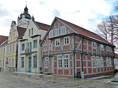 Verden de tot, l'Ajuntament, fachwerkhaus, antiga casa, carcassa, fachwerkhäuser, construcció de fusta emmarcat