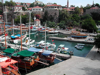 Turkija, uosto, Antalija, prieplaukos, kontrastas, jūrų laivas, uosto