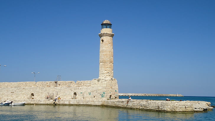 liman giriş, Girit, Deniz feneri, Rethymno, Köstebek, bağlantı noktası, Deniz