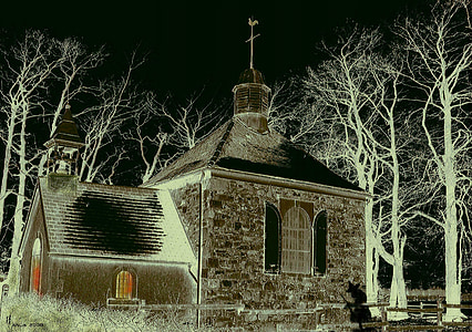 kapell, kyrkan, spooky, gespentisch, vinter, kalla, mörka