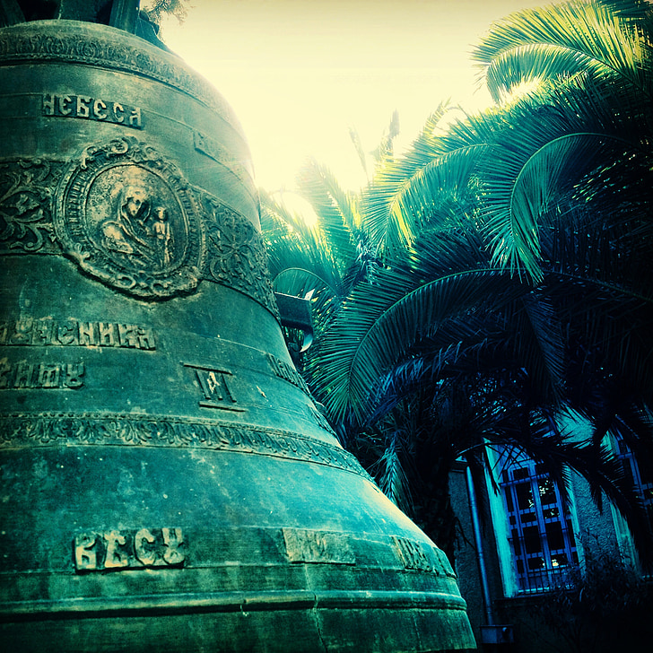 zvonek, gong, staré, ostrov, hulki seminář, starých časů, křesťanství