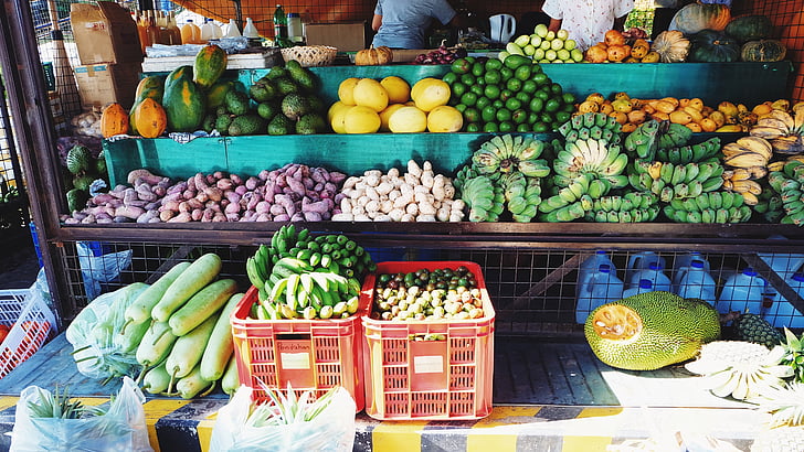 marknaden, frukt, vegetabiliska, färsk, ekologisk, friska, mat