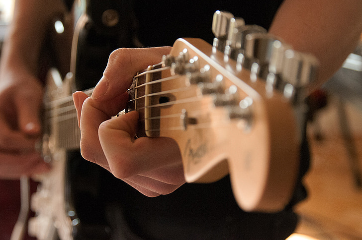 a guitarra, loop de, instrumento musical, mão, close-up, Jazz, música