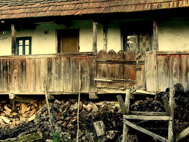 lemn de iarna, terasa, vacanta, vechi, abandonat, Casa, murdare