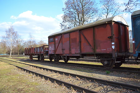 기차, 판자 벽, 왜건, 오래 된, 철도 트랙, 교통, 화물 운송