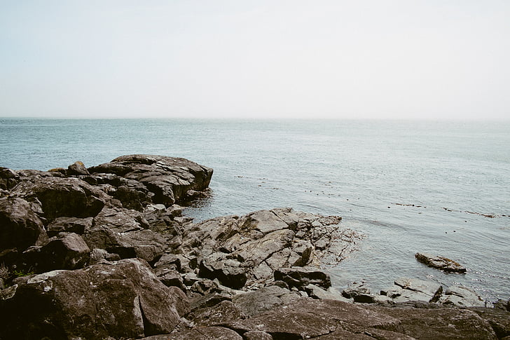 cliff, horizon, lake, landscape, nature, ocean, rocks