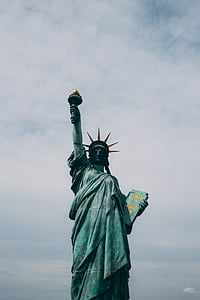 punkt orientacyjny, Manhattan, Nowy Jork, Rzeźba, posąg, Statua wolności, Stany Zjednoczone Ameryki