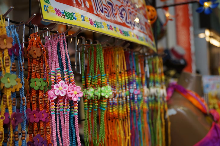 suvenirer, Okinawa, tradisjonelle, Japan, kulturer, markedet, flerfargede