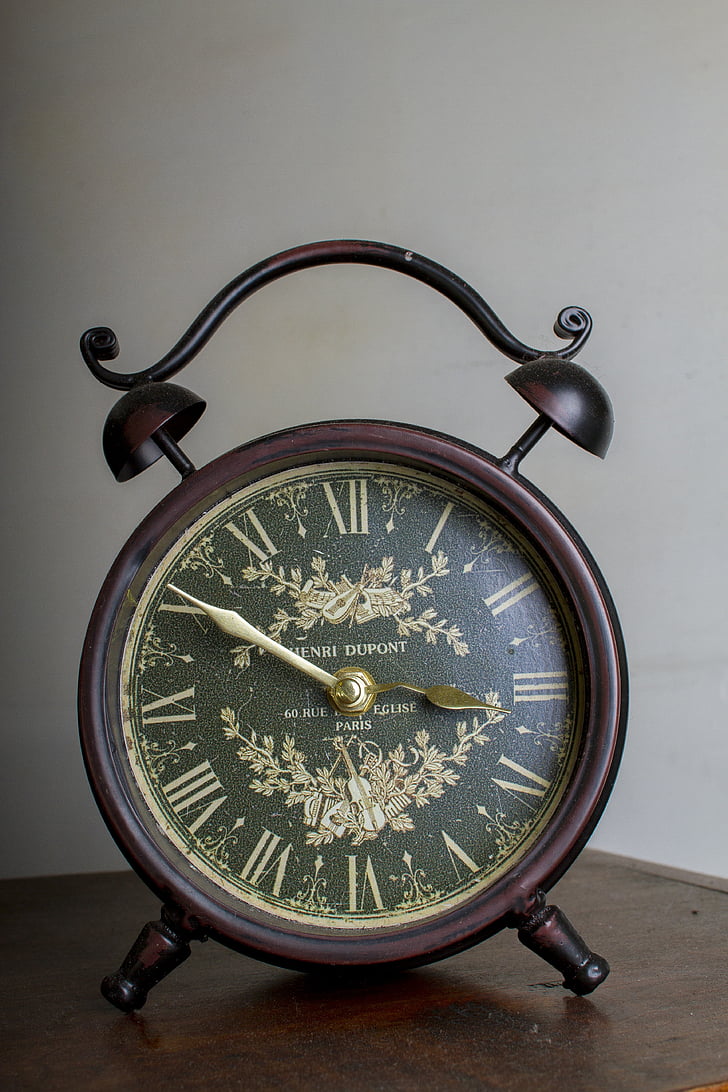 reloj despertador, análogo de la, antiguo, reloj antiguo, clásico, reloj, Henri dupont