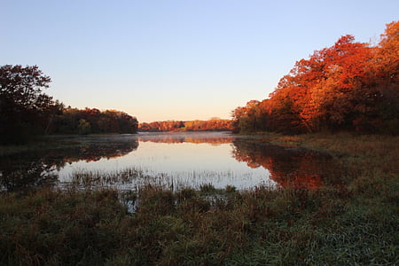 rudens krāsu, ezers, ATS, rudens, daba, ūdens, ainava