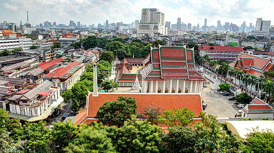 Bangkok, Thajsko, chrám, Panoráma města, HDR, město, Panorama