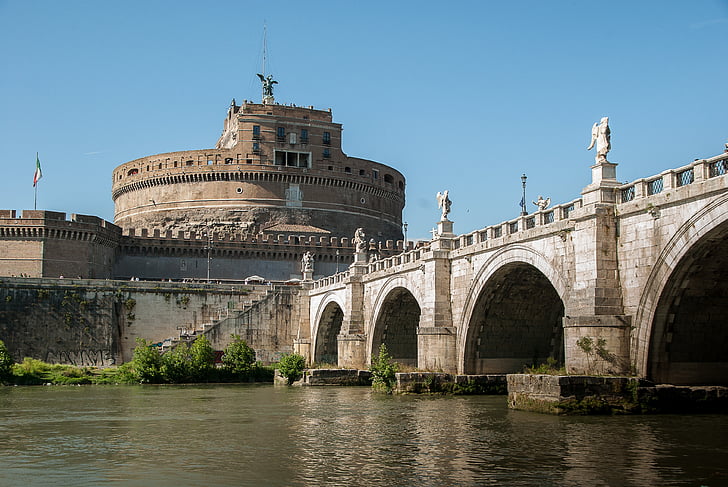 Rzym, zamku saint-angel, Tyber, Most, Architektura, słynne miejsca, Historia