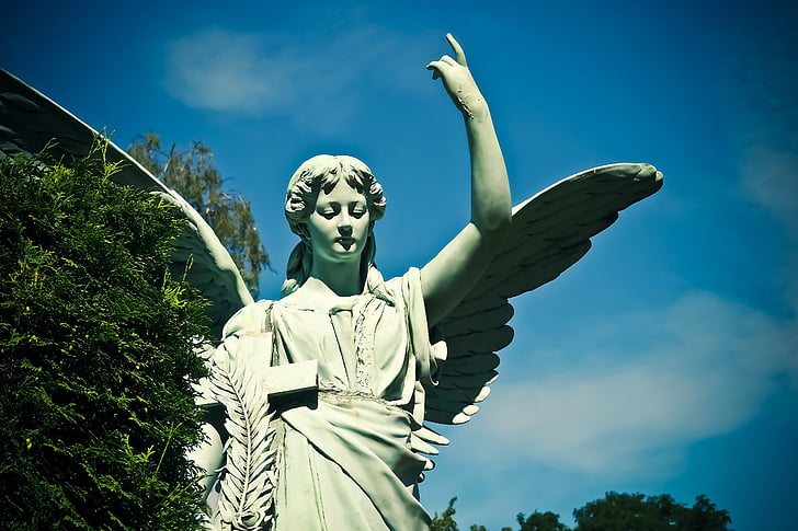 kirkegården, grav, Tombstone, figur, Angel, graven figur, Angel figur