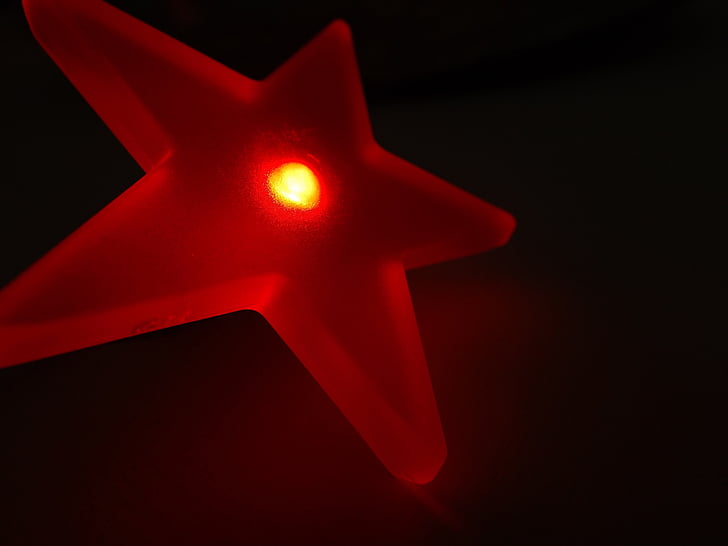 Star, lys, ledet, rød, belysning, elektrisk, elektrisitet