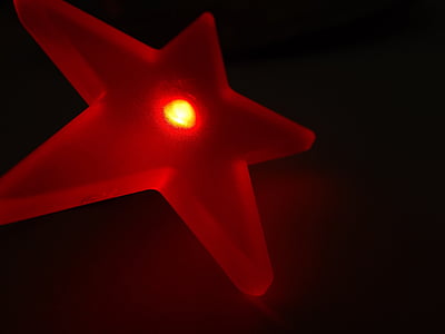 Star, lys, førte, rød, belysning, elektrisk, elektricitet