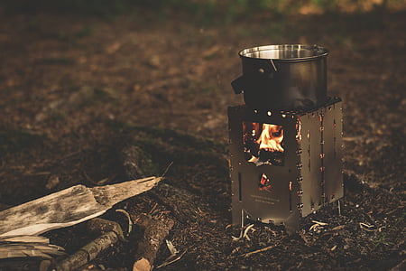 madeira, ao ar livre, fogo, acampar, cozinhar, queimador, cozinhar