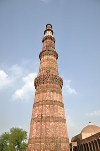 Qutub minar, New delhi, monument, Tower, minaret, Indien