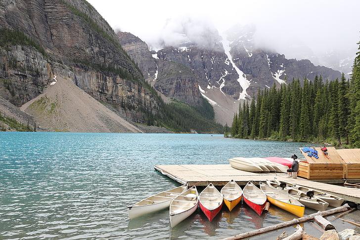 Lago Moraine, Banff, Canadá, Alberta, Lago, montanha, dia