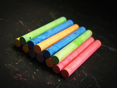 chalk, color, red, teacher, yellow, line, leaf