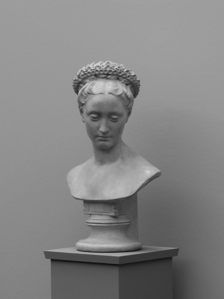 Hamburg, Kunsthalle, staty, kvinna, svart och vitt, skulptur