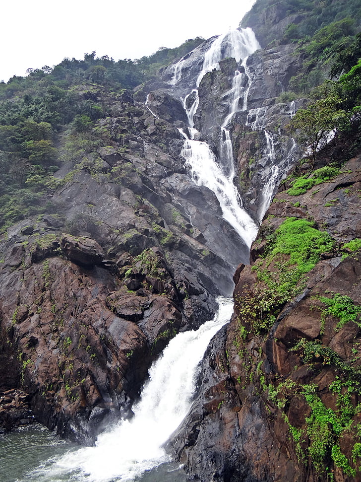 vízesés, Dudhsagar, Szántó dudh, Goa, India, sahyadri, nyugati Ghatok