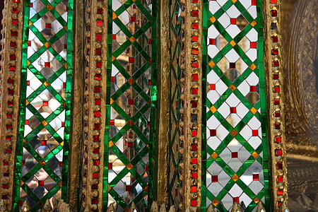 pattern, orient, temple, gold, emerald, glass, monastery
