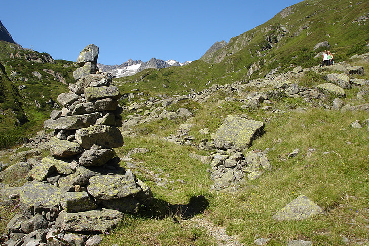 mountain, stones, nature, landscape, steinig, alpine, cairn