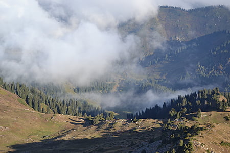 Cazaquistão, viagens, montanhas, silêncio, paisagem, nevoeiro