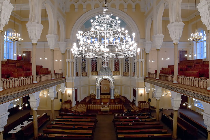 St. petersburg Rússia, Sinagoga, candelabro, interior