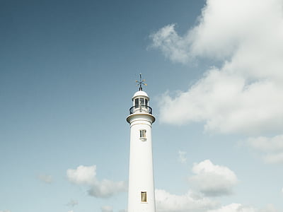 photo, white, lighthouse, sky, direction, cloud - sky, day