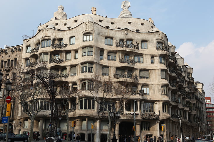 Gaudi, Barcelona, Spanien, arkitektur, staden, byggnad